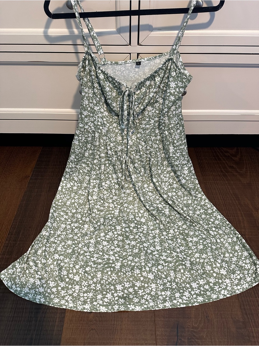 Floral Tie-Front Slip Dress - Sage Green
